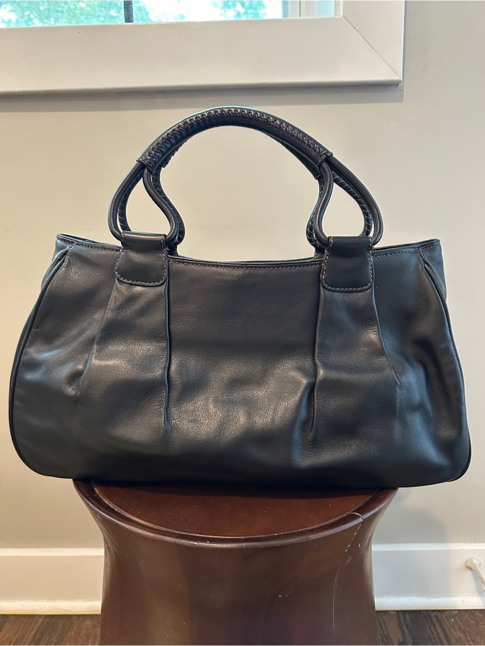 Vintage Cole Haan Black Leather Top-Handle Bag